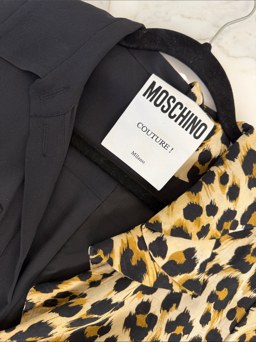 Moschino Black & Leopard-Print Contrast Trench Coat - Picture 5 of 6